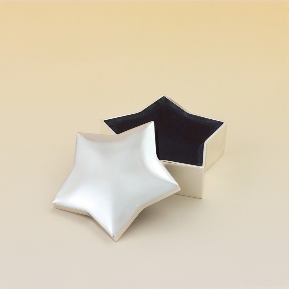Star Shaped Silver Plated Keepsake Boxes Custom Printed Star Shaped Silver Plated Keepsake Boxes Custom Printed