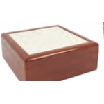 Custom Imprinted Jewelry Box w/ Sublimation Photo Tile Lid - Golden Oak (4"x4")