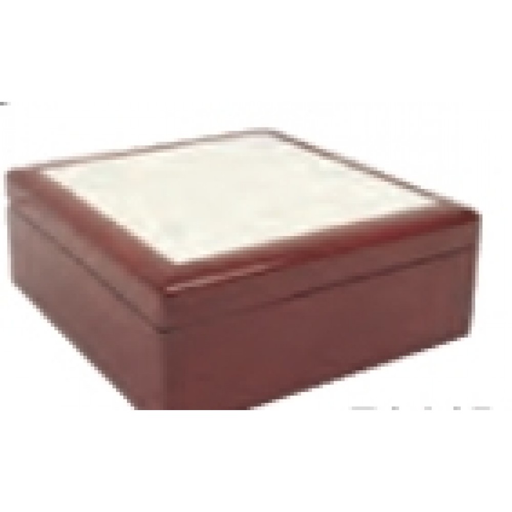 Custom Printed Jewelry Box w/ Sublimation Photo Tile Lid - Red Mahogany (4"x4") Custom Printed Jewelry Box w/ Sublimation Photo Tile Lid - Red Mahogany (4"x4")