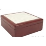 Custom Printed Jewelry Box w/ Sublimation Photo Tile Lid - Red Mahogany (4"x4")