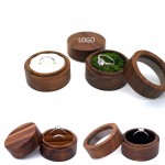Custom Imprinted Round Wood Wedding Ring Box