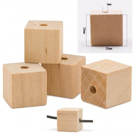 Custom Imprinted 13/16" Unfinished Natural Square Wooden Beads