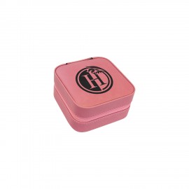 Pink Leatherette Travel Jewelry Box Custom Printed