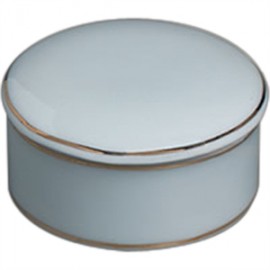 Logo Branded Round Porcelain Box with Gold Banding