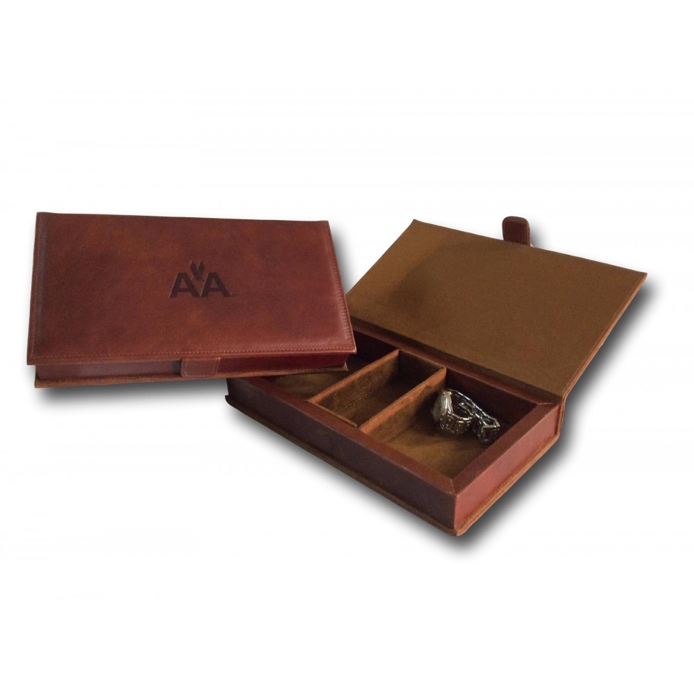 Custom Genuine Leather Padded Jewelry Box (Debossed) Logo Branded Custom Genuine Leather Padded Jewelry Box (Debossed) Logo Branded