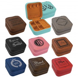 4" x 4" Leatherette Travel Jewelry Box Logo Branded