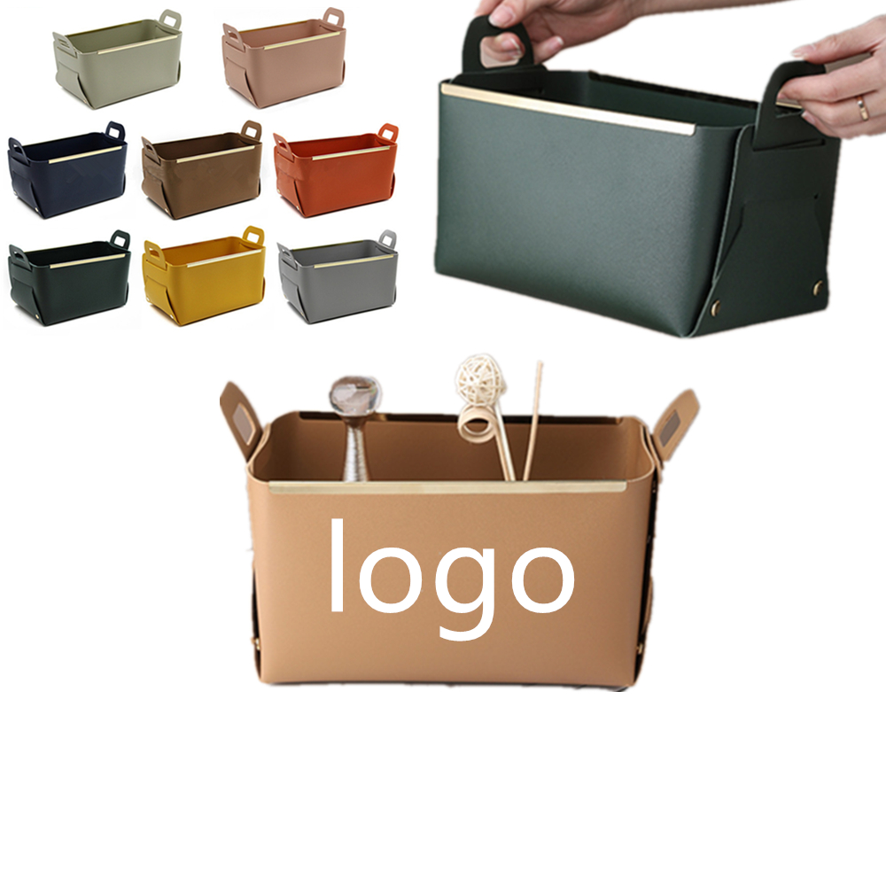Logo Branded Table Leather Organizer Desk Storage Box