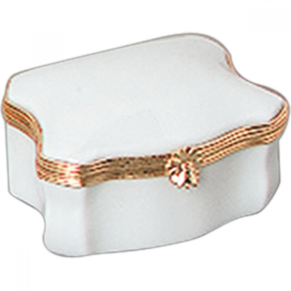 Porcelain French Limoges Hinged Rectangle Box Logo Branded Porcelain French Limoges Hinged Rectangle Box Logo Branded