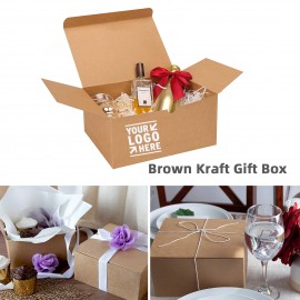 8 x 8 x 4 Inches Brown Kraft Gift Box Custom Imprinted