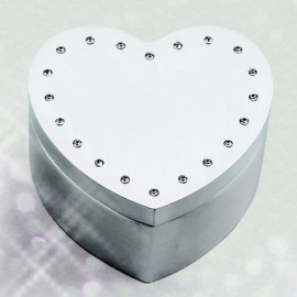 Brushed Finish Heart Box w/Crystals Custom Printed