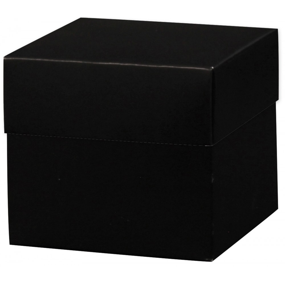 Black Deluxe Gift Box w/ Lid - 4 x 4 x 3.5 Custom Imprinted Black Deluxe Gift Box w/ Lid - 4 x 4 x 3.5 Custom Imprinted