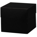 Black Deluxe Gift Box w/ Lid - 4 x 4 x 3.5 Custom Imprinted