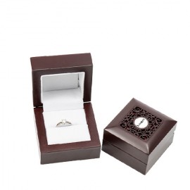 Custom Printed Gorgeous Premium Wooden Ring Box with Metal Hinge