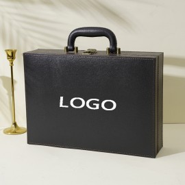 Custom Printed Premium Leather Jewelry Portable Box w/ Metal Hinge