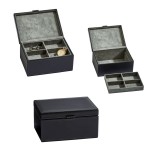 Elegant Black Leather Jewelry Box - 12" LElegant Black Leather Jewelry Box - 7" L Size: 7" x 3.5" x Custom Imprinted