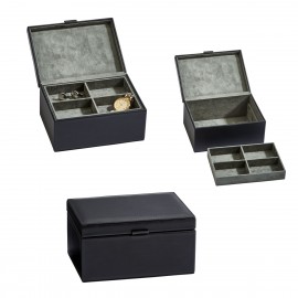 Elegant Black Leather Jewelry Box - 12" LElegant Black Leather Jewelry Box - 7" L Size: 7" x 3.5" x Custom Imprinted