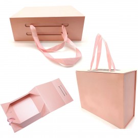 Custom Printed Luxury Collapsible Gift Box w/ Ribbon Handles  Custom Printed Luxury Collapsible Gift Box w/ Ribbon Handles