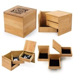 3 Layers Bamboo Cube Storage Box Logo Branded