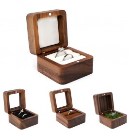 Logo Branded Square Wood Wedding Ring Box  Logo Branded Square Wood Wedding Ring Box