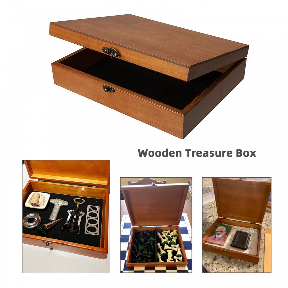 Custom Printed Old World Wooden Treasure Box with Brass Latch