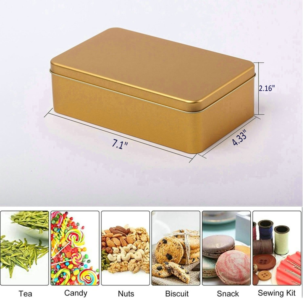 Logo Branded Rectangle Empty Tin Storage Box Containers With Lid