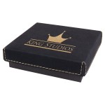 Engraved Faux Leather Gift Box, Black, 4"(L) x 4"(W) x 1 1/16"(H) Custom Printed