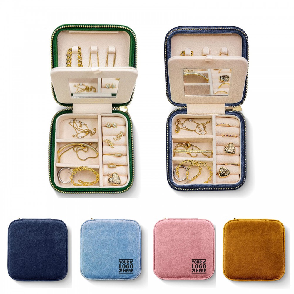 Plush Velvet Travel Jewelry Box Organizer Custom Imprinted Plush Velvet Travel Jewelry Box Organizer Custom Imprinted