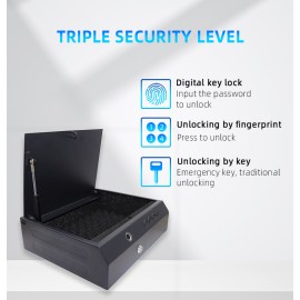 Custom Imprinted Biometric Fingerprint Storage Box Portable Cash Jewelry Security Case Lock Box Safe