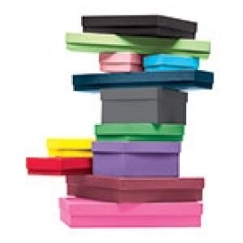 Matte Colored 2 Piece Set Up Fiber Filled Jewelry Box (5 7/16"x3 1/2"x1") Custom Imprinted