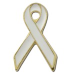 Logo Branded White Awareness Ribbon Lapel Pin