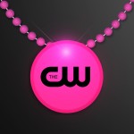 Custom Printed Pink LED Circle Badge with Beads - Overseas Imprint