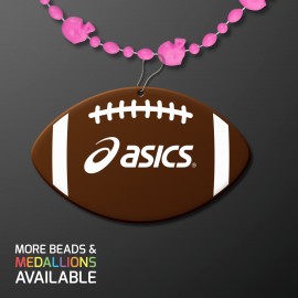 Logo Branded Pastel Pink Football Party Bead Necklaces with Football Medallion - Domestic Print