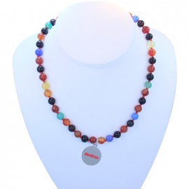 Multi Color Flower Agate Necklace Logo Branded