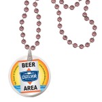 Round Mardi Gras Beads with Decal on Disk - Champagne Pink Logo Branded