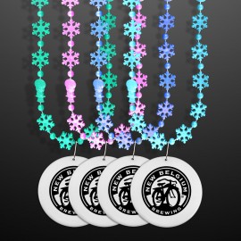 Winter Princess Snowflake Beads with Medallion (NON-Light Up) - Domestic Print Custom Imprinted