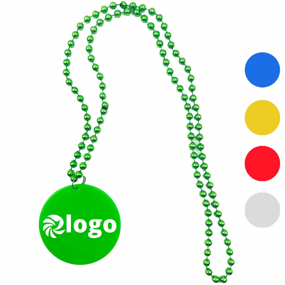 Custom Printed Custom Mardi Gras Beads with 2.6" Medallion
