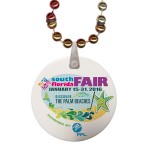 Custom Imprinted Rainbow Mardi Gras Beads w/Imprint on Disk