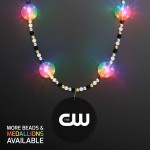 Multicolor Light Beads Necklace with Black Medallion Custom Printed