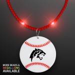 Still-Light Red Beads with Baseball Medallion - Domestic Print Logo Branded