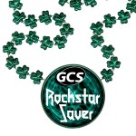 Clover Shaped Mardi Gras Beads with Inline Medallion Custom Imprinted