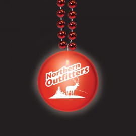 Red Frosted Glow Medallion Beaded Necklace (1 Color) Logo Branded