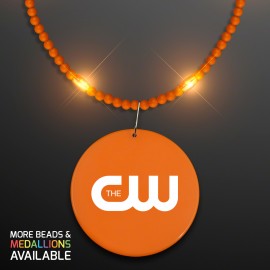 Logo Branded Still-Light Orange Beads with Orange Medallion - Domestic Print