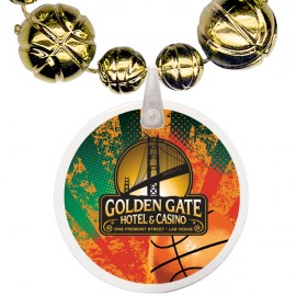 Logo Branded Basketball Shaped Combo Mardi Gras Beads w/Decal on Disk  Logo Branded Basketball Shaped Combo Mardi Gras Beads w/Decal on Disk