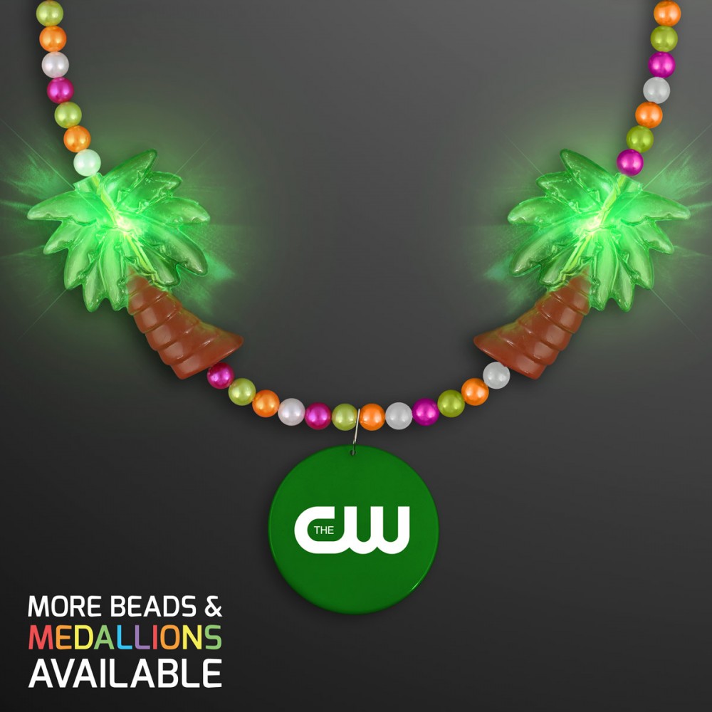 Light Up Palm Trees Vacation Beads Necklace - Domestic Print Custom Printed Light Up Palm Trees Vacation Beads Necklace - Domestic Print Custom Printed