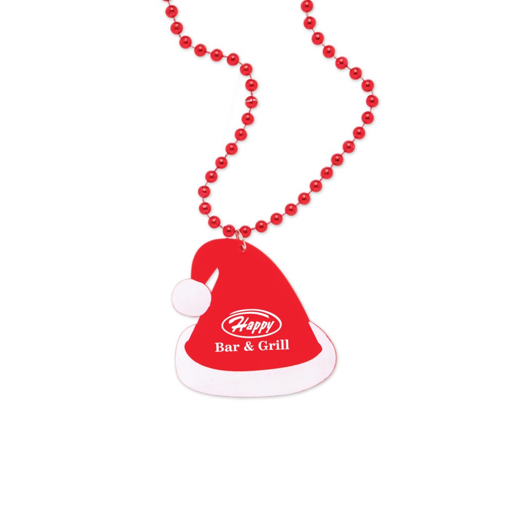 Santa Hat Medallion Beads Logo Branded Santa Hat Medallion Beads Logo Branded