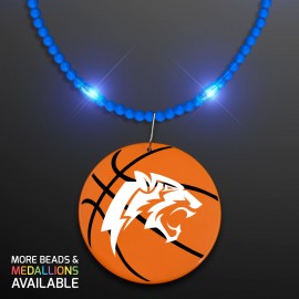 Custom Printed Still-Light Blue Beads with Basketball Medallion - Domestic Print