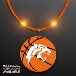 Still-Light Orange Beads with Basketball Medallion - Domestic Print Custom Printed