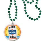 Round Mardi Gras Beads with Decal on Disk - Green Custom Printed
