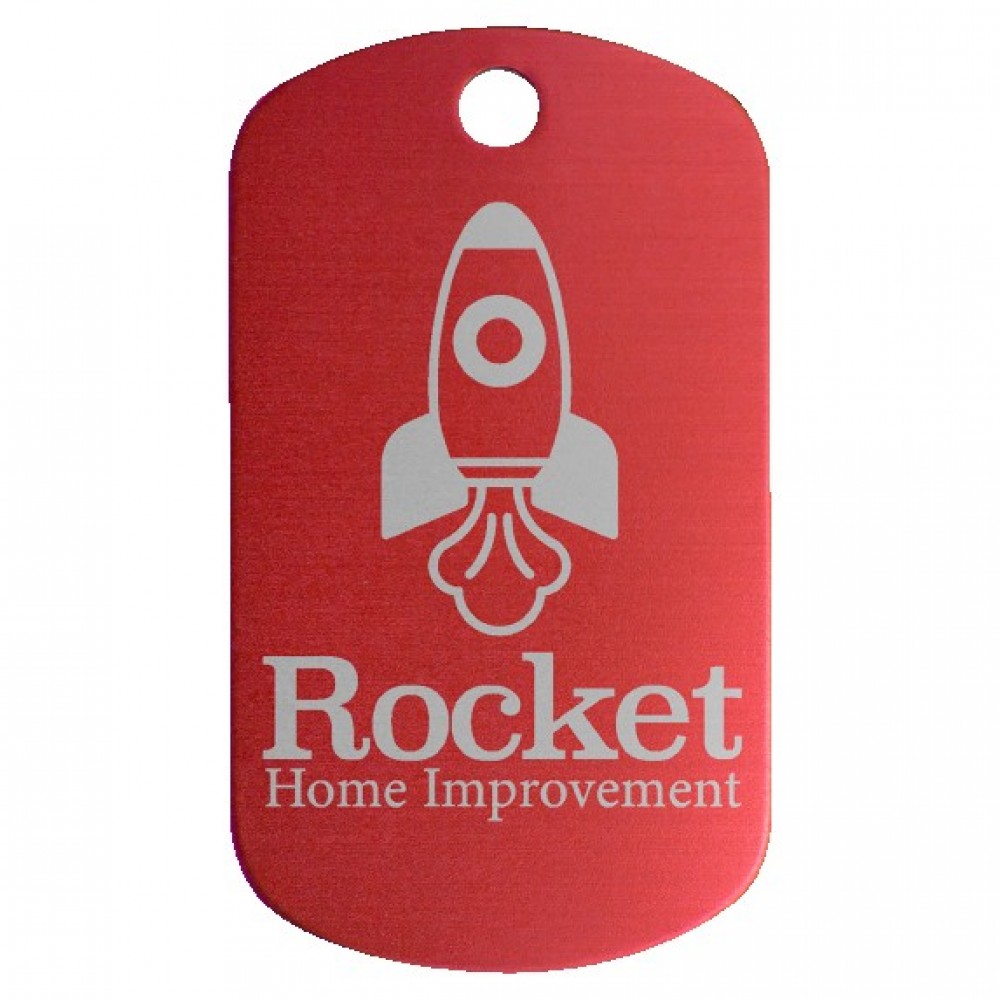 Anodized Aluminum Red G.I. Tags, 1" x 2" Custom Printed Anodized Aluminum Red G.I. Tags, 1" x 2" Custom Printed