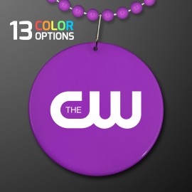 Logo Branded Purple Medallion with Beaded Necklace (Non Light Up) - Domestic Print
